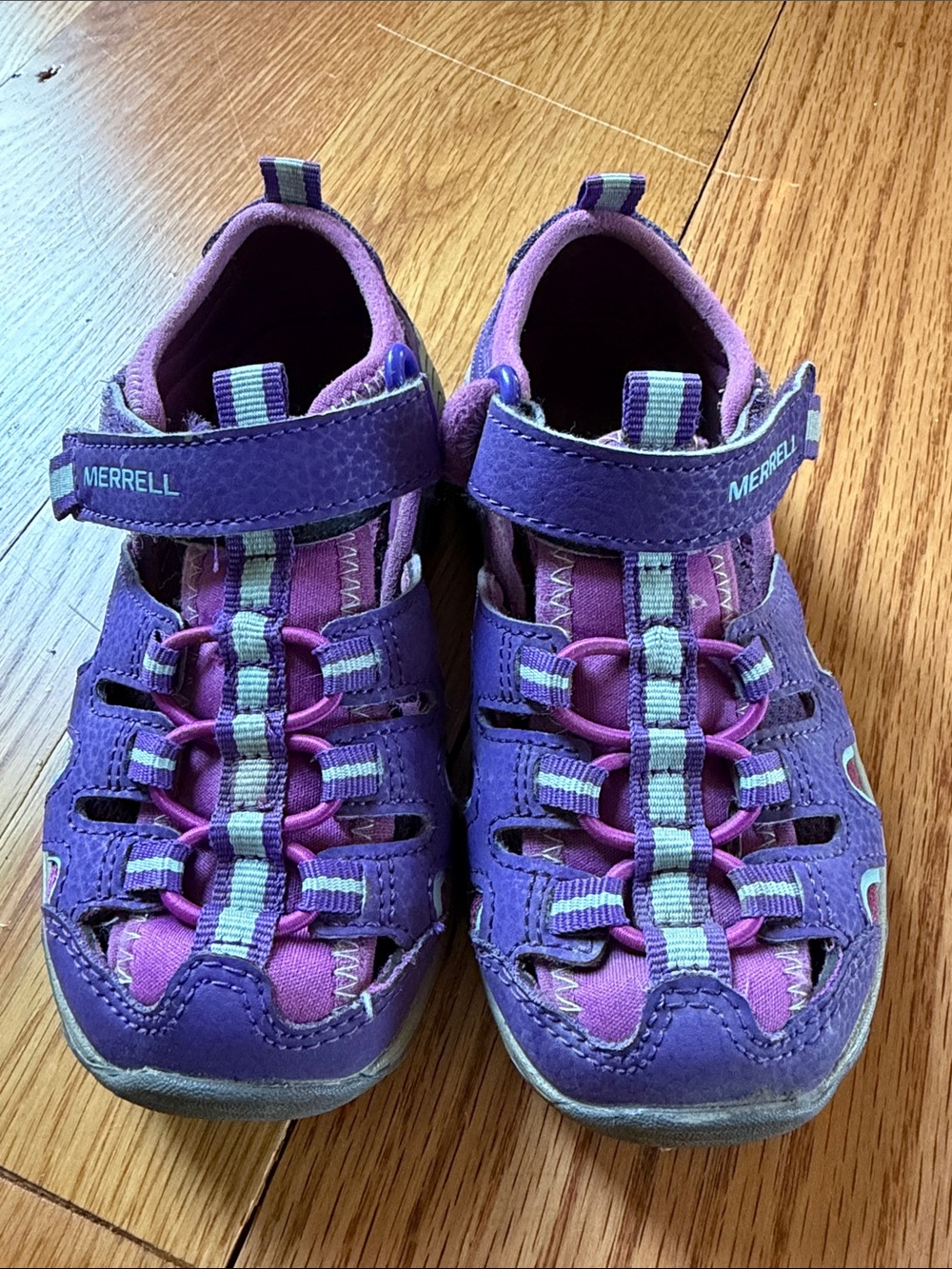 Merrell Kids Purple and Light Blue Closed-Toe Sandals 11T zero tread wear!